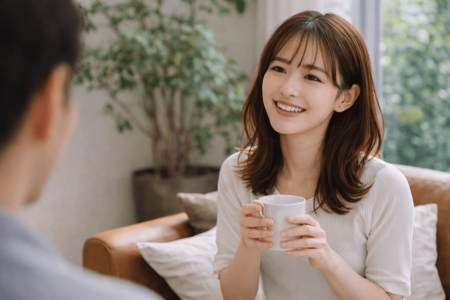 彼の話を楽しそうに聞く女性──聞くことは最強の好意