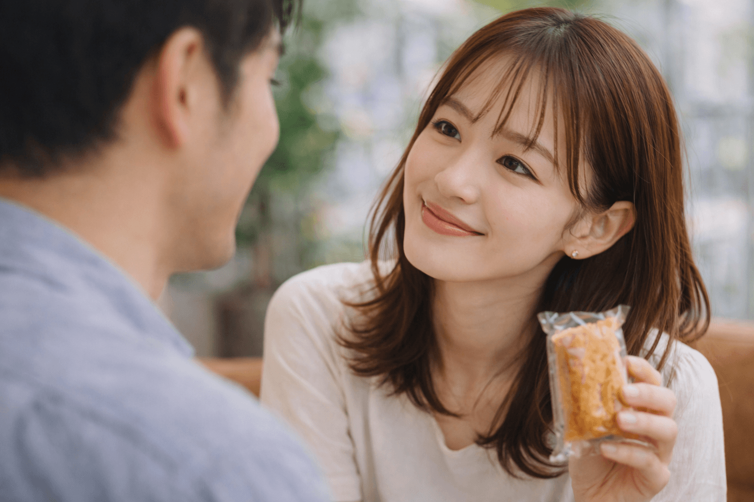 さりげなくお菓子を差し入れる女性──ほんの少しの特別感