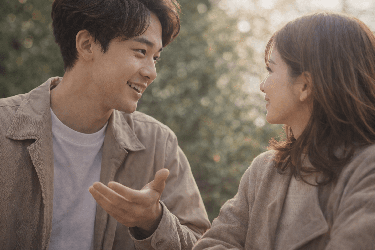 質問しながら笑顔で話す男性──あなたにだけ質問が多い