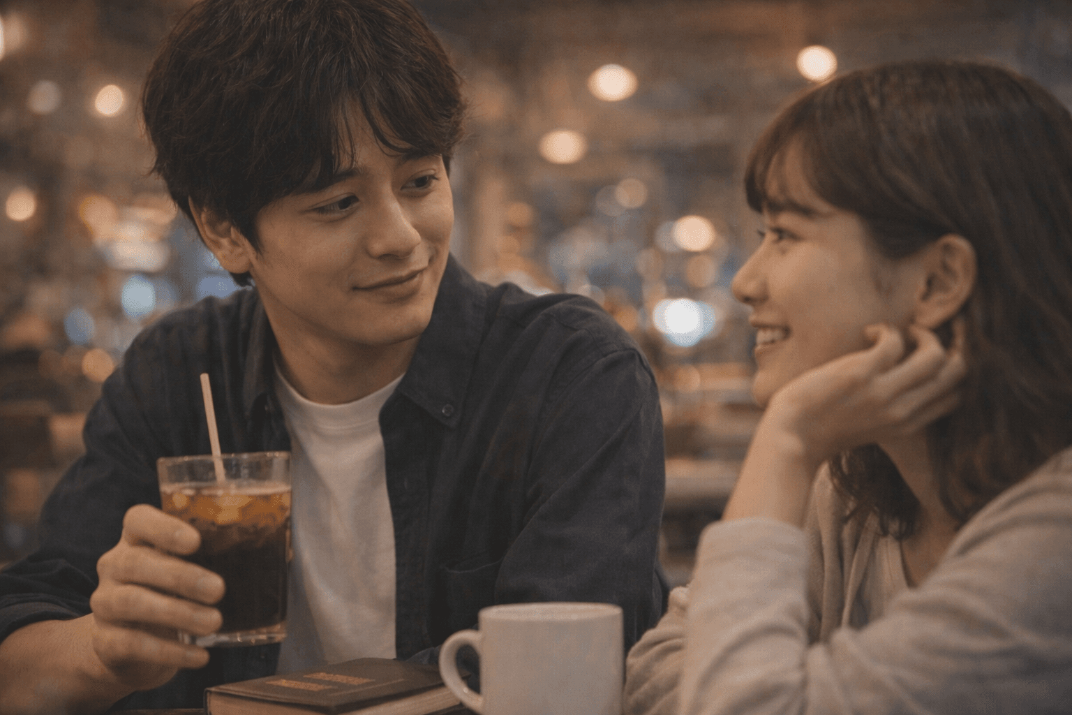 カフェで話を聞く男性──あなたの話を覚えている