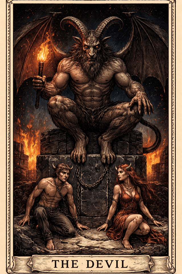 タロットカード「悪魔」──自分から鎖を握りしめている
