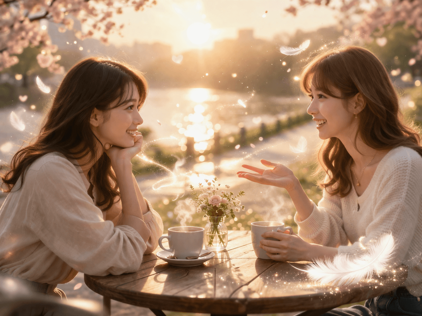 桜の下で友達と語り合う女性──小さな心がけの積み重ね