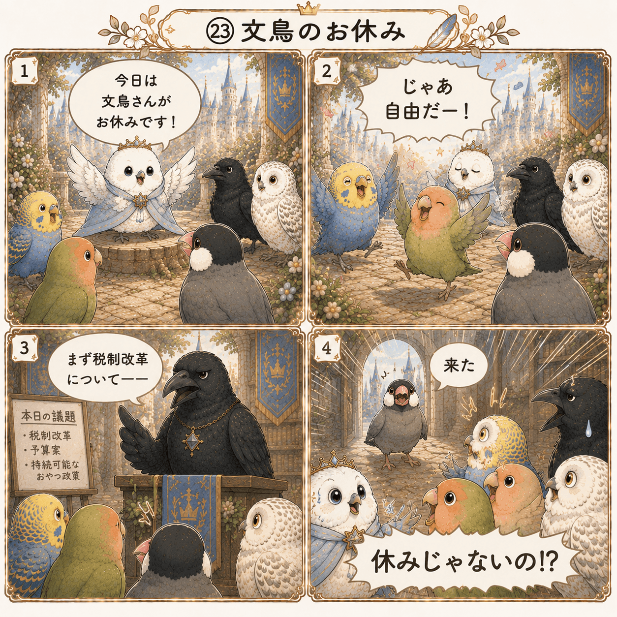 羽根の広場㉔ 文鳥のおやすみ