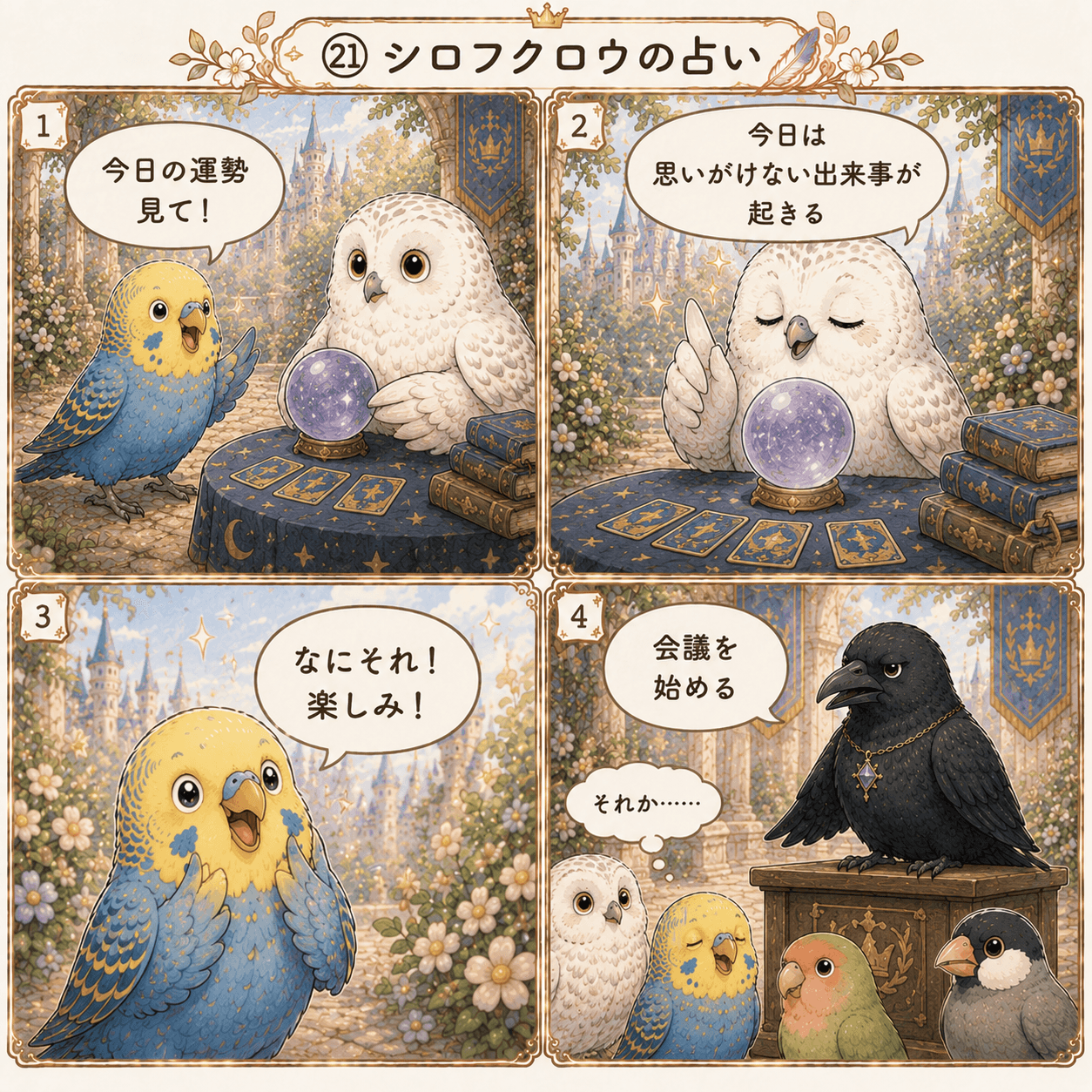 羽根の広場㉒ シロフクロウの占い