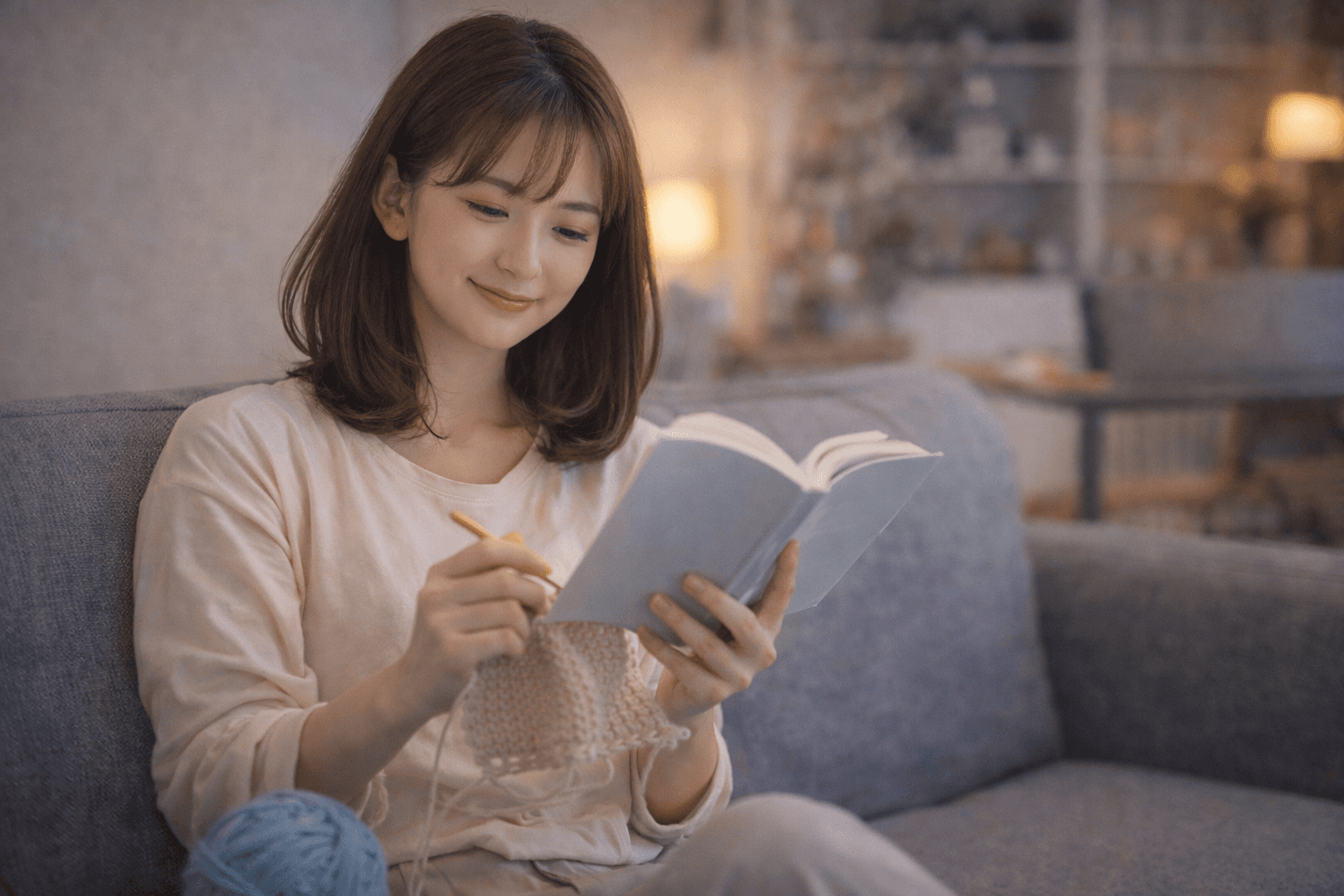 ソファで読書を楽しむ女性──会えない時間を自分の時間として楽しむ