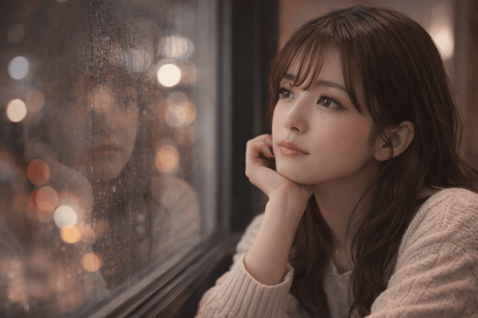 雨の窓辺で物思いにふける──片思いしている自分に慣れている