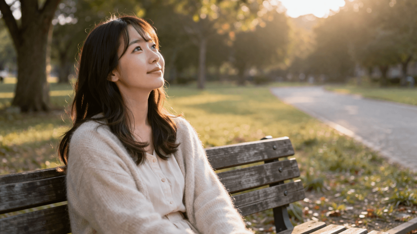 公園のベンチで空を見上げる──片思いを続けることは悪くない