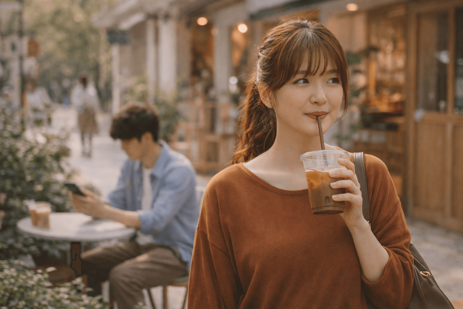 カフェでドリンクを楽しむ女性──一人の時間を大切にする