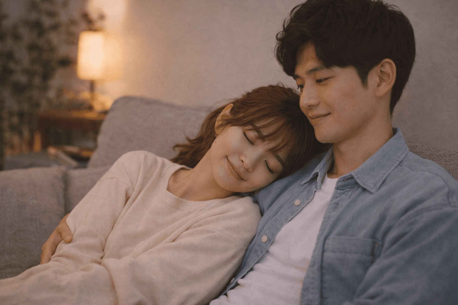 ソファで彼に寄りかかる女性──ドキドキの代わりに安心を