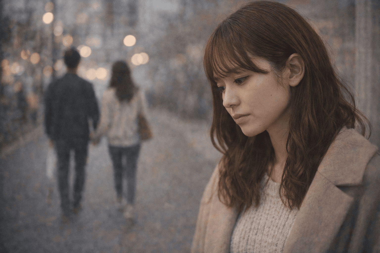 誰かと比べるように一人で思い悩む女性