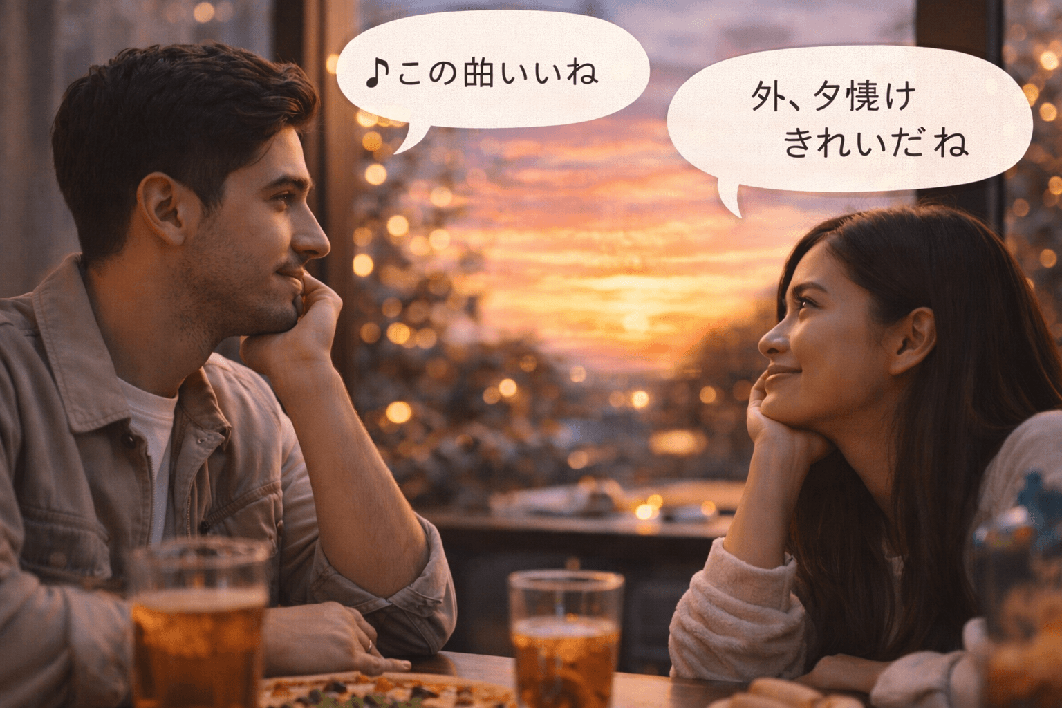 沈黙の中で夕焼けを眺めるカップル──沈黙は怖くない