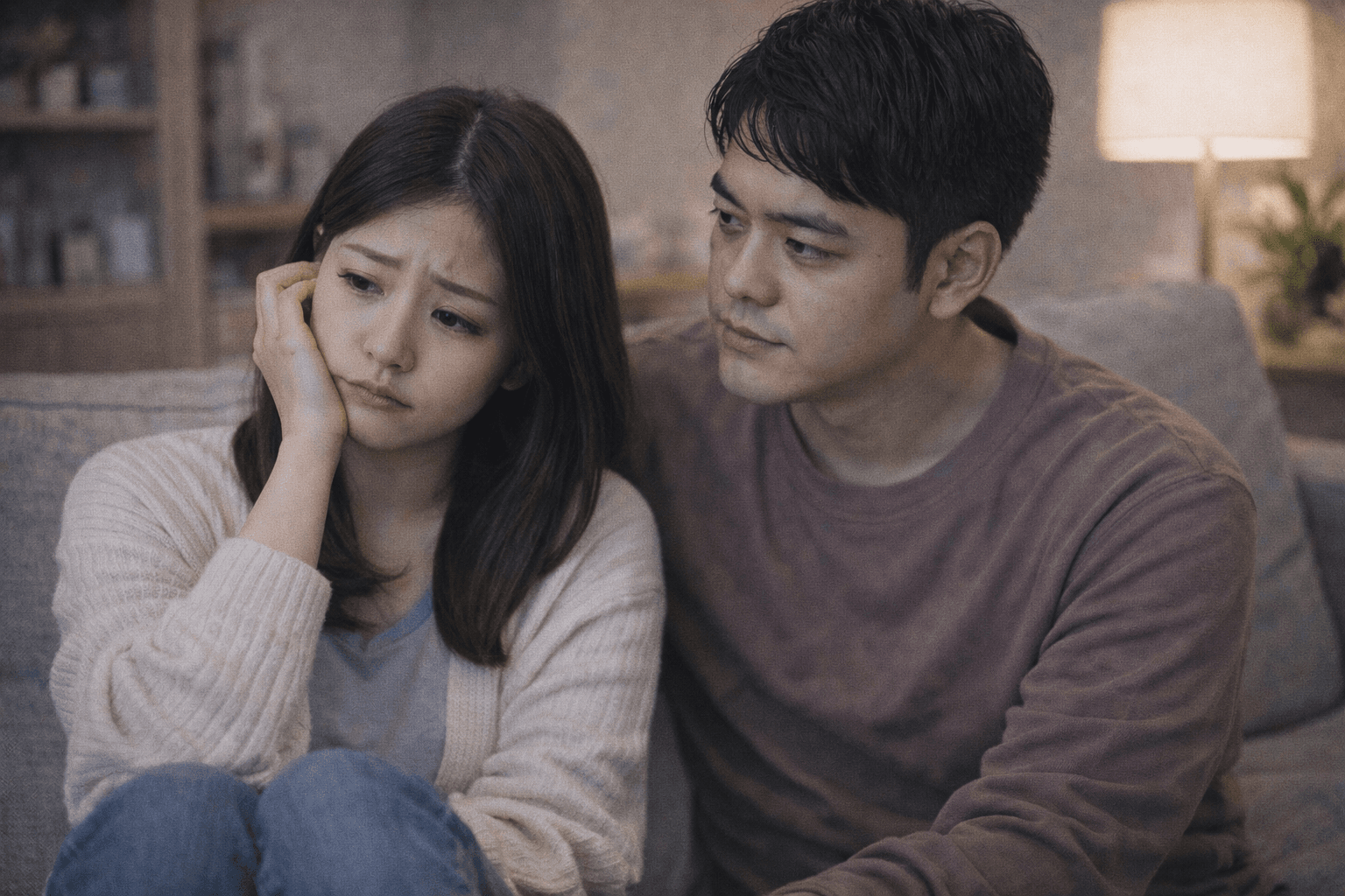 彼の隣で物思いにふける女性──不安を感じることへの罪悪感