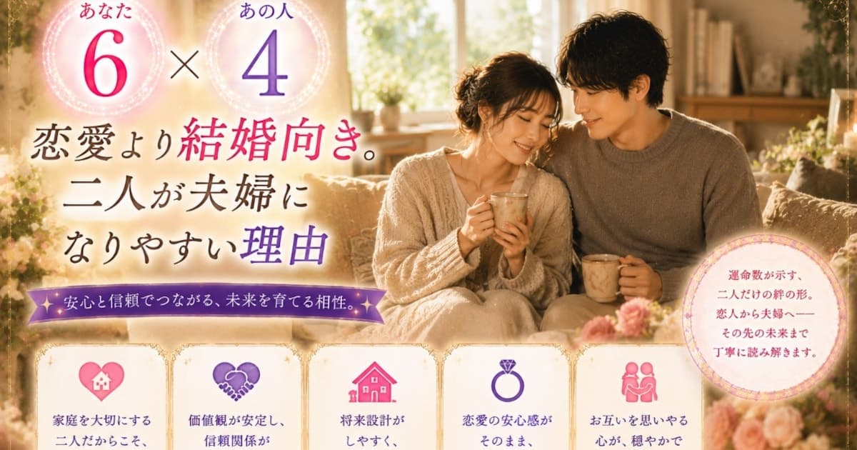 あなた6 × あの人4――恋愛より結婚向き。二人が夫婦になりやすい理由